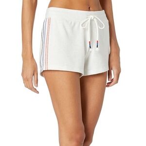 PJ Salvage White Terry Lounge Shorts with Multicolor Side Stripes